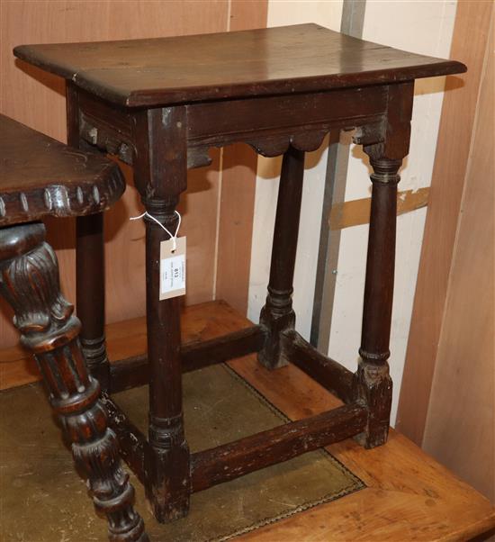 An oak joynt stool W.47cm